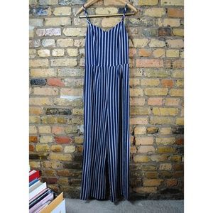 MONTEAU Wide Leg Striped Jumpsuit